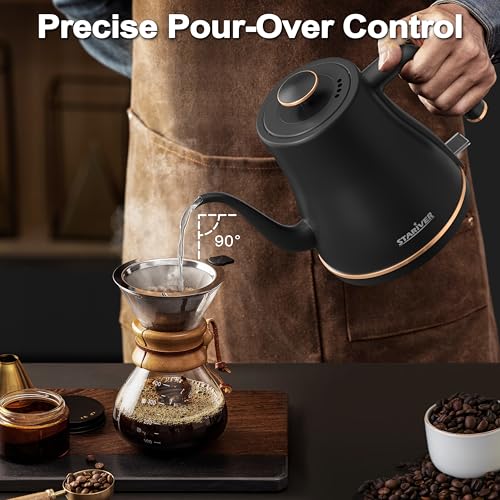 Gooseneck Electric Kettle (Black-gold / 0.8 Quarts)
