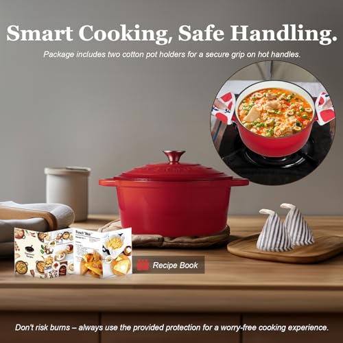 Enameled Cast Iron Dutch Oven (4.5 Quart / Cherry red)
