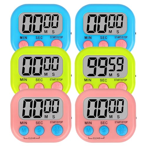 Digital Kitchen Classroom Timers for Kids Cooking 6pcs Blu Grn Pk (6 Count)
