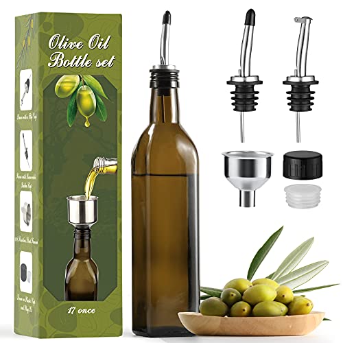 17oz Glass Olive Oil Dispenser (Dark Brown / 17 Ounces)