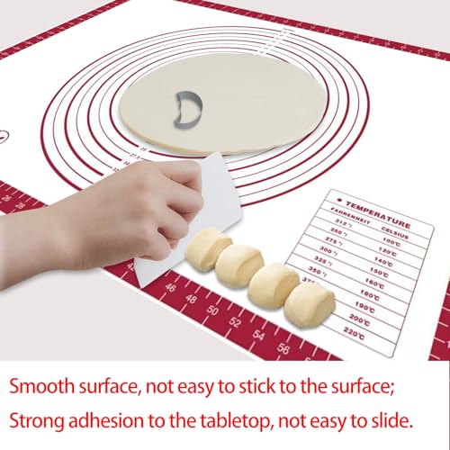 Dough Mat Silicone Baking Mats for Rolling Pastry Kneading Sheet Sourdough Bread Baking Supplies Red 28x20" 0.45mmT (Red / 28"L x 20"W)