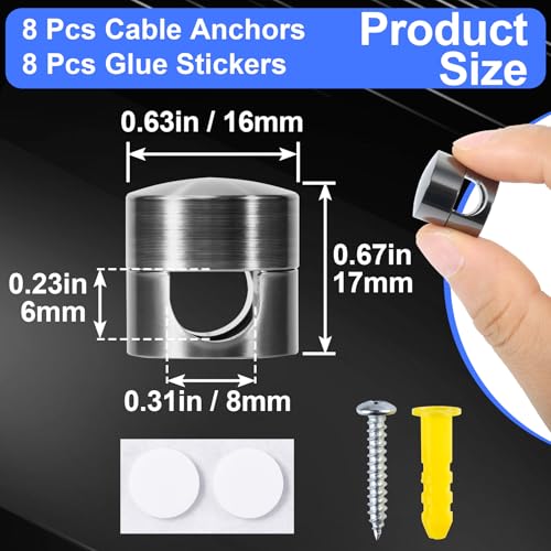 8 Sets Charger Holders for Cords (8 Sets / Black)