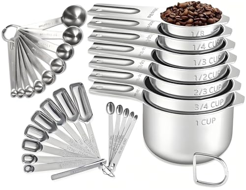 30PCS Measuring Cups and Spoons Set (Silver / 30PCS Set)