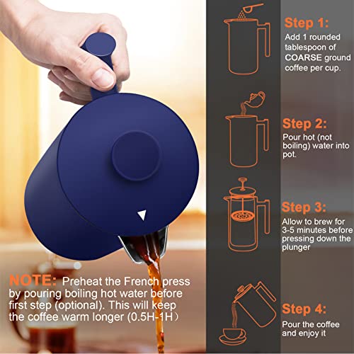 French Press Coffee Maker (Blue / 34 oz)