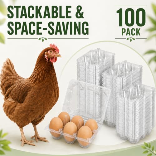 100 Pack Egg Cartons 6 Count (Medium-100PK-6CT)