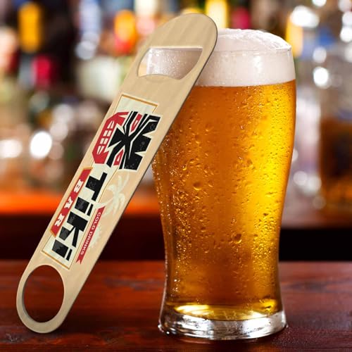 Tiki Bar Sign Stainless Steel Bottle Opener Hawaiian Tiki Mask Tropical Palm Tree Sun Ocean Creative Flat Beer Bottle Opener Keychain for Home Kitchen Bar Restaurant Party Birthday Gift (Tiki Bar Sign)