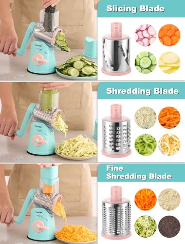 Rotary Cheese Grater Hand Crank (Tiffany Blue / 5 Blades)