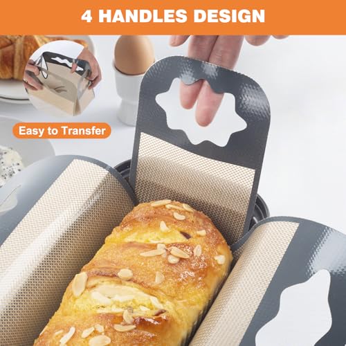 2 Pcs Silicone Bread Loaf Pan Liners (Gray)