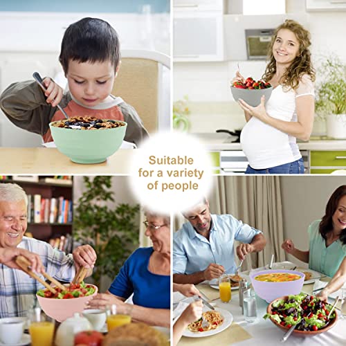 Wheat Straw Bowls Set 60 OZ Unbreakable Large Cereal Bowls Set of 6 Microwave and Dishwasher Safe Bowls Big Bowls for Dorm and Apartment BPA Free Soup Bowl for Serving Oatmeal and Salad Etc… (60 oz / Pink,Blue,Green,Beige,Purple,Grey)