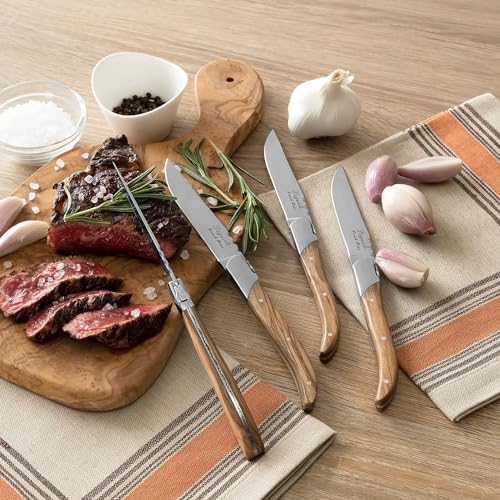 Laguiole Connoisseur Set of 4 Olive Wood Steak Knives (Olive Wood)