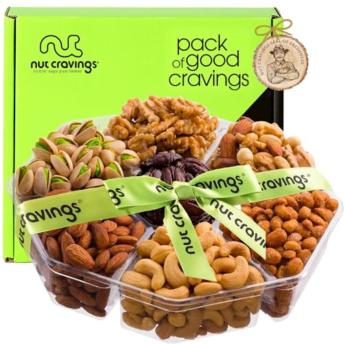 Mixed Nuts Gift Basket + Green Ribbon