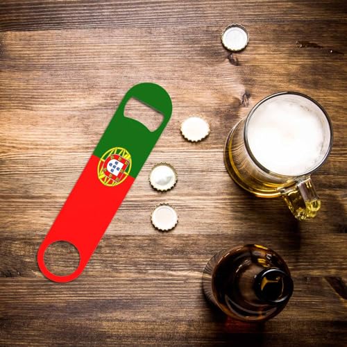 Portugal Flag Stainless Steel Bottle Opener Red Green Gold Europe Country Sign Patriotic Ensign Flat Beer Bottle Opener Keychain for Home Kitchen Bar Restaurant Party Birthday Gift (Portugal Flag)