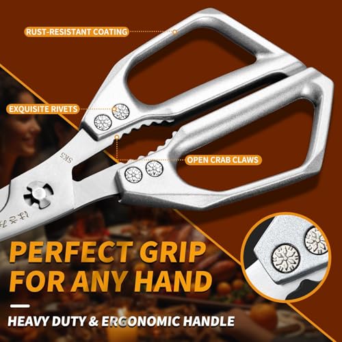 Kitchen Scissors for Food (Dark Silver)