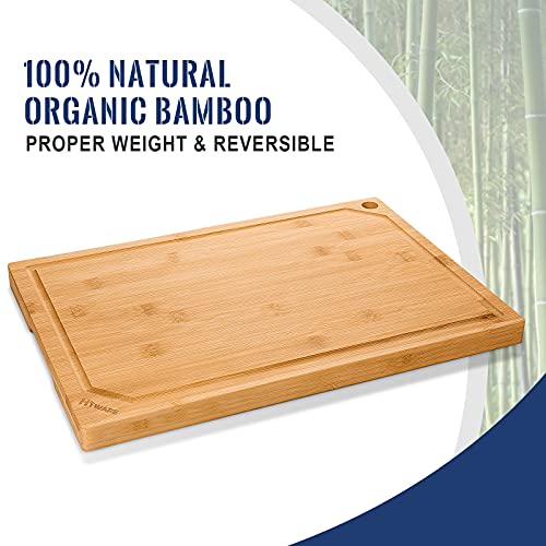 4 Piece Extra Large Bamboo Cutting Boards Set for Kitchen
