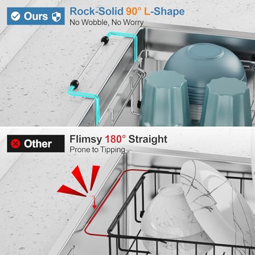 Dish Drying Rack Over the Sink (Silver / For 14"-30"W Sinks | 12.8"W Rack)