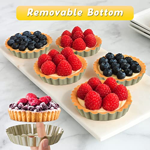 32 Pcs 4 Inch Tart Pans Nonstick (Gold / 4 Inch)