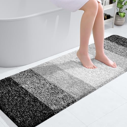 Bathroom Runner Rug 59x20 (59" X 20" / Black)