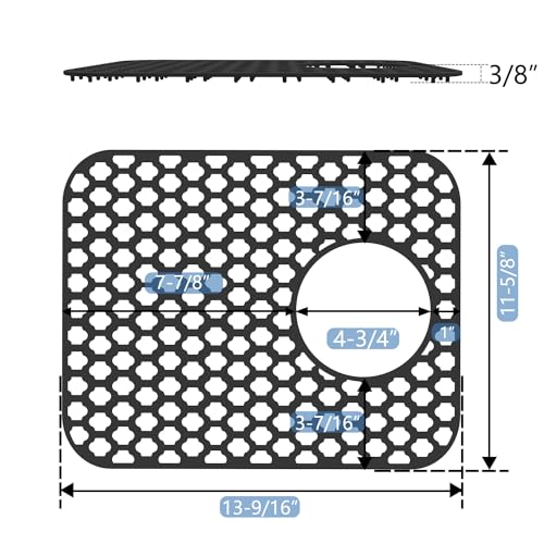 2 Pack Silicone Sink Protector Mat for Kitchen Sink Rear Drian Black (Black)