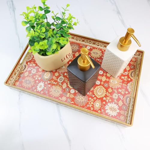 Serving Tray Plastic Rectangular Coffee Table Tray with Handles (Hs004r)