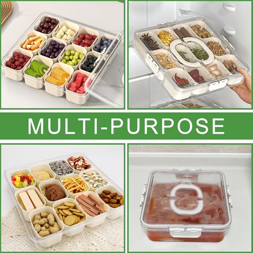 Large Snackle Box Snack Containers with Lids (12 Compartments-2pcs / White)