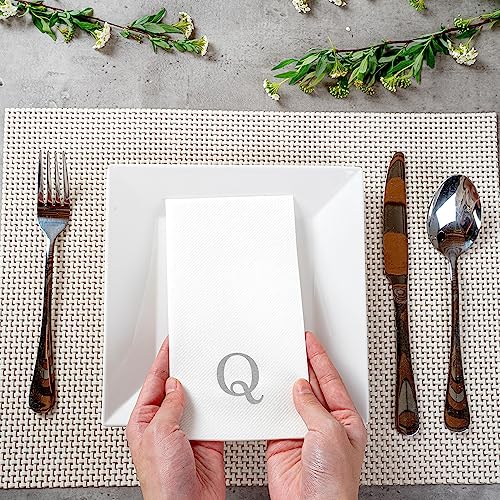 Silver Q White Linen Feel Guest Towel Napkin (Silver / 2000 Count / Q)