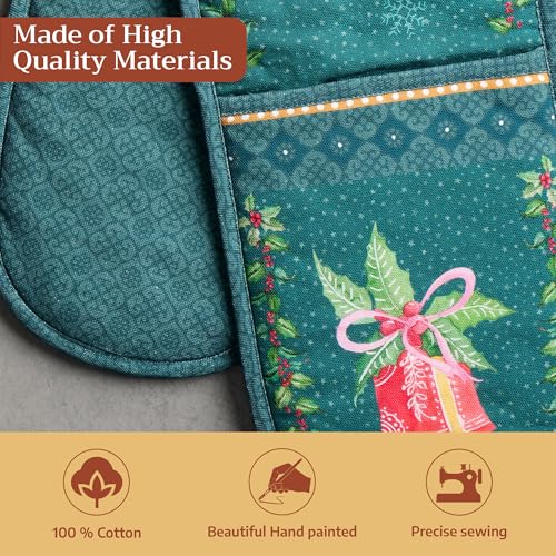 Double Oven Mitts 100% Cotton Double Oven Glove (106 - Hygge Christmas / 7" x 35" (Double Oven Mitt))