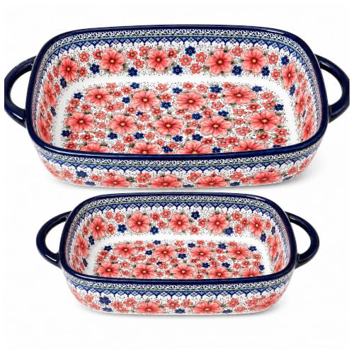 2 Piece Polish Pottery Style Ceramic Baking Dish Set (2 Count)