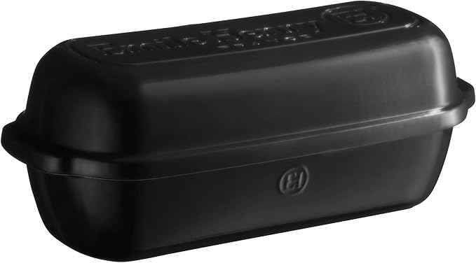 Emile Henry Made in France Limited Edition Ceramic PULLMAN/LONG LOAF BREAD BAKER - 13.39" x 5.31" x 5.31", Truffle