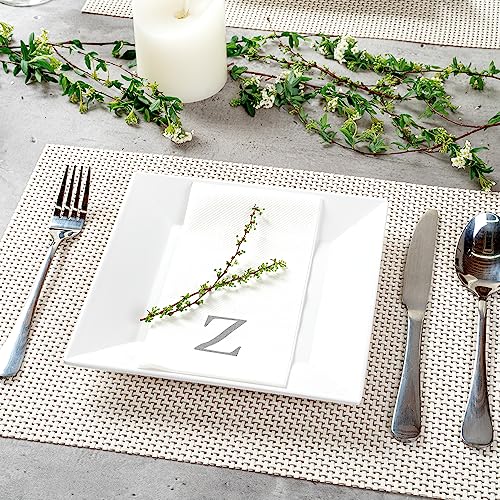 Silver Z White Linen Feel Guest Towel Napkin (Silver / 2000 Count / Z)
