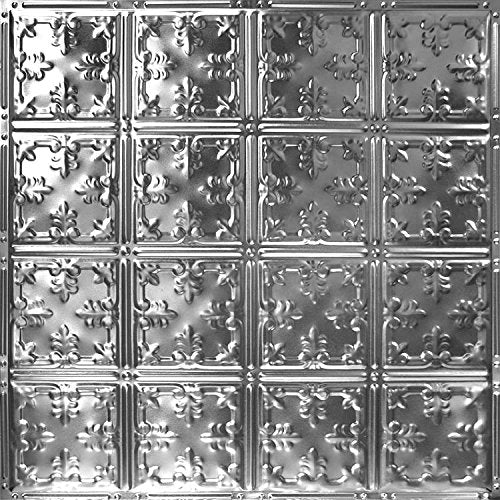 Tin Backsplash [5 (Pattern #21 Fleur-de-lis / Brushed Satin Nickel)