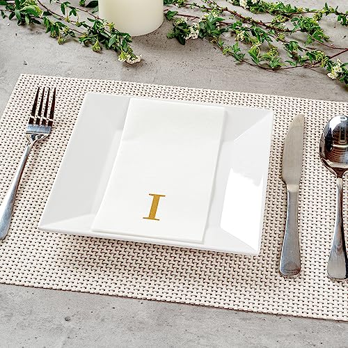 Paper Rectangle Gold Letter I Linen (Gold / 2000 Count / I)