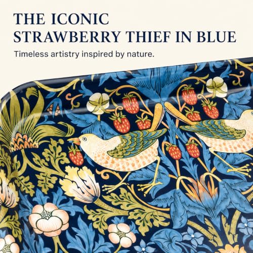 Morris & Co Strawberry Thief Blue Tray with Handles (18.9" x 11.6" x 1" / Blue Strawberry Thief)
