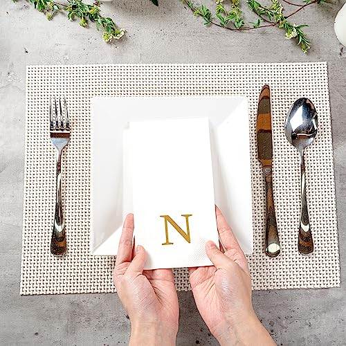 Paper Rectangle Gold Letter N Linen (Gold / 2000 Count / N)