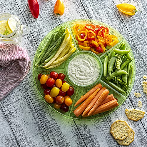 6 Sectional Round Plastic Serving Tray (Green)