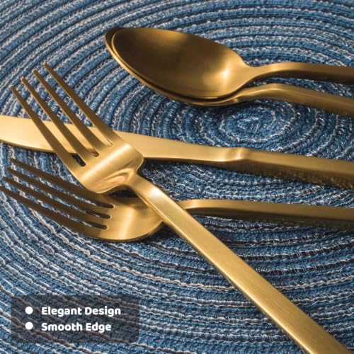 Cube Gold 45 Piece Flatware Set (Gold Satin / 45 pieces for 8)