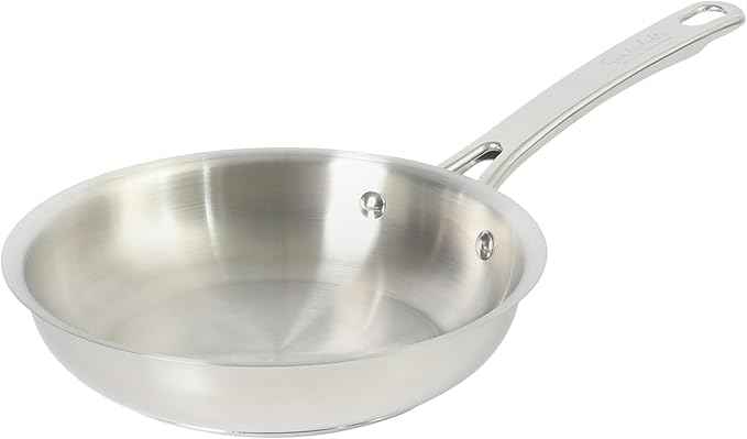 Sur La Table Kitchen Essentials Chef's Deck 8-Inch Stainless Steel Frying Pan – Induction Ready Skillet with Tri-Ply Base, Polished Finish & Hollow Stay-Cool Handle