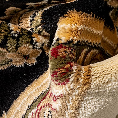 Pastoral Medallion Black French European Formal Traditional Area Rug (5'3" x 7'3" (Rectangular) / Black)