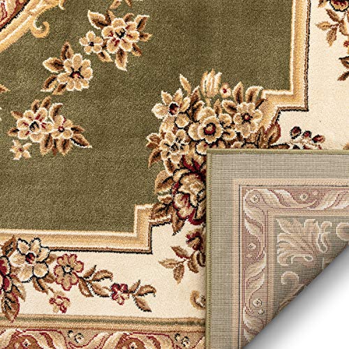Timeless Collection Le Petit Palais Green 3x12 Runner Luxurious Traditional French Medallion Oriental Area Rug Perfect for Living Room Bedroom or Dining Room Easy (2'7" x 12' (Rectangular) / Green)