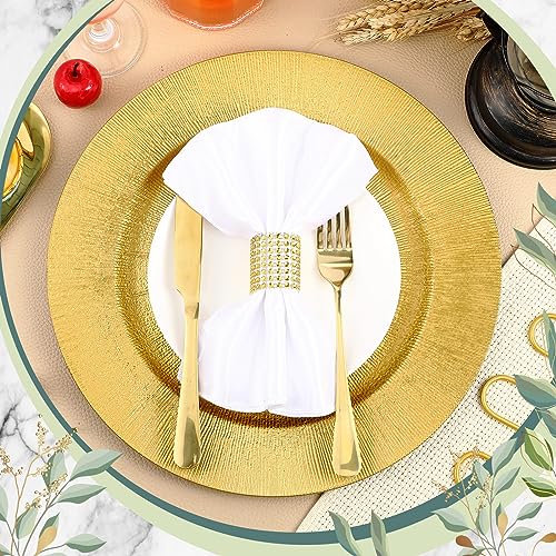 12 Pcs Gold Charger Plates Bulk (Modern Style / Gold)