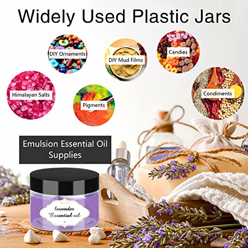 Plastic Jars with Lids 4 OZ (4OZ 72Pcs Black)