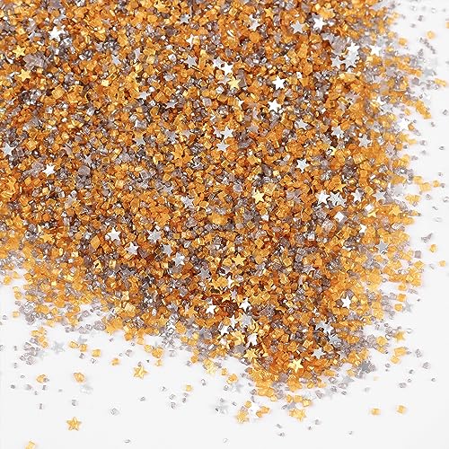 Gold Sanding Sugar Edible Silver Glitter Stars Mix (3.5 Ounce)