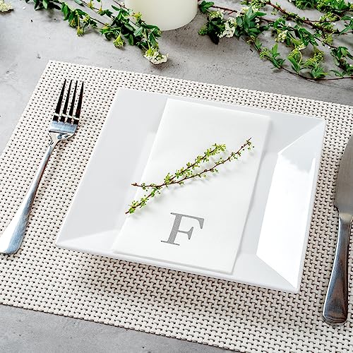 Silver F White Linen Feel Guest Towel Napkin (Silver / 2000 Count / F)