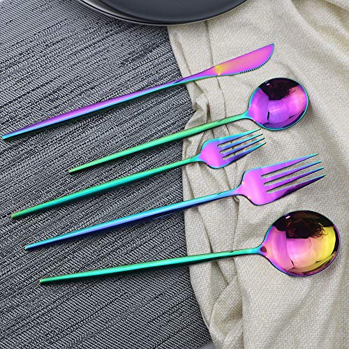 20 Piece Stainless Steel Satin Finish Flatware Set (Service for 4 / Rainbow)