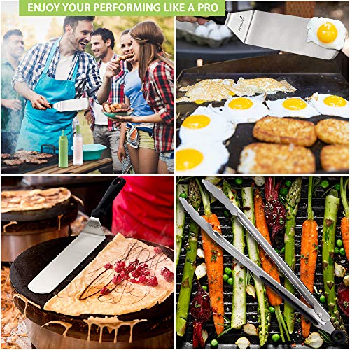 Metal Spatula Set of 6 (Plastic handle set + tongs and bottles)