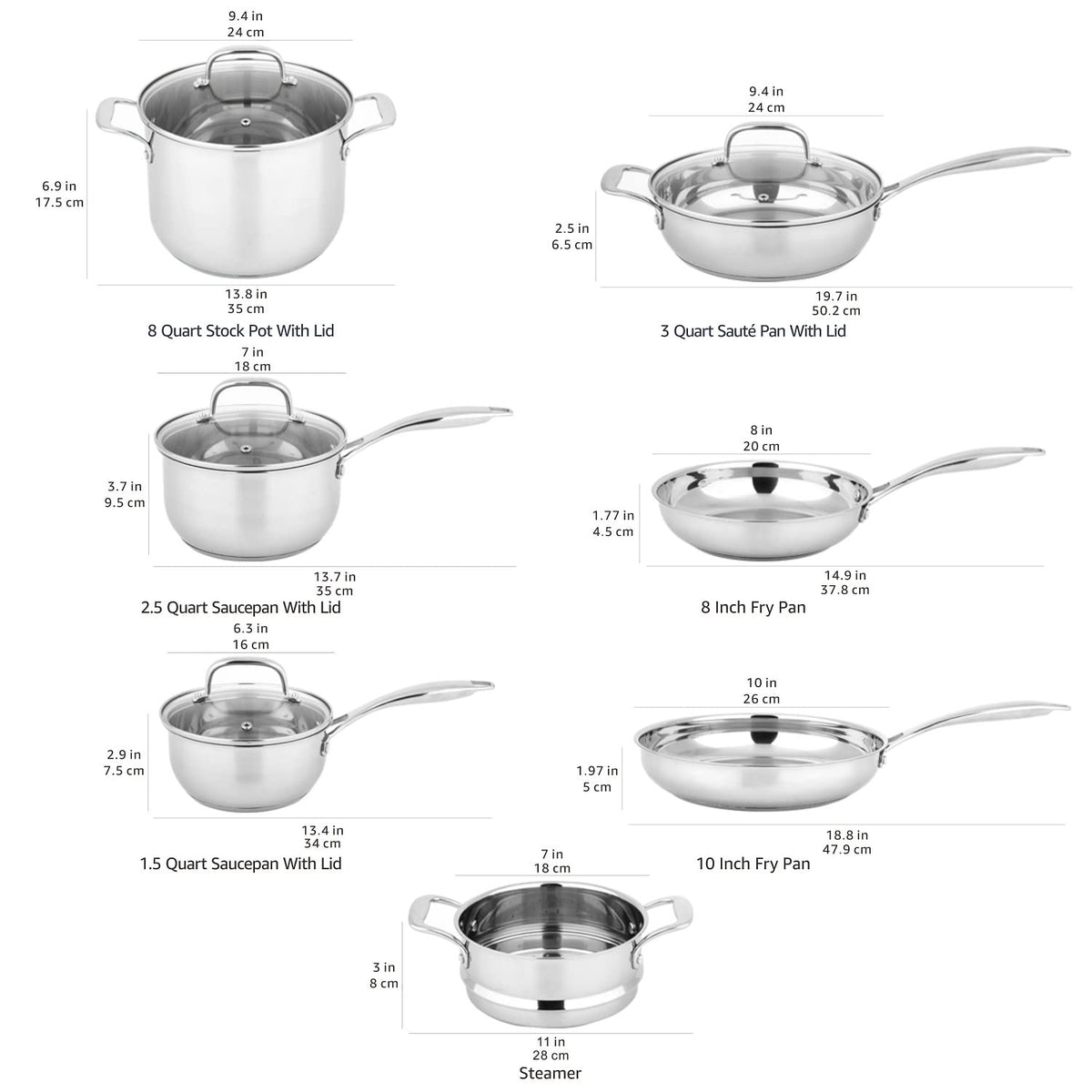 Stainless Steel Cookware 11 (11-Piece Set)