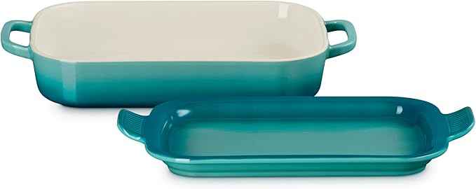 Le Creuset Stoneware Rectangular Dish with Platter Lid, 3 qt., Riviera