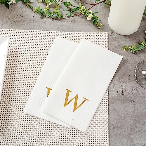 Paper Rectangle Gold Letter W Linen (Gold / 2000 Count / W)