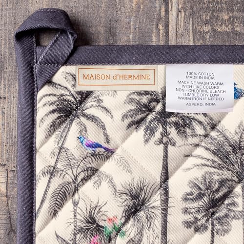 100% Cotton Oven Mitt & Pot Holder Set (021 - Amazonia / 7.5" x 13" & 8" x 8" (Oven Mitt & Pot Holder))