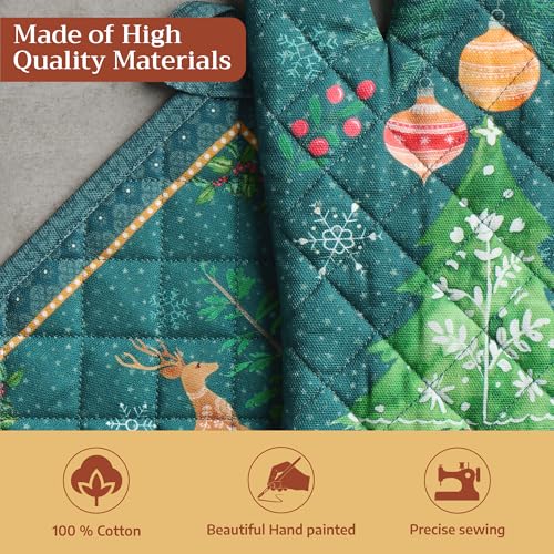 100% Cotton Oven Mitt & Pot Holder Set (106 - Hygge Christmas / 7.5" x 13" & 8" x 8" (Oven Mitt & Pot Holder))