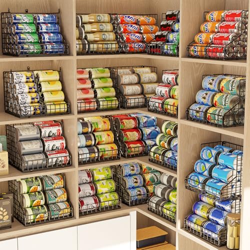 6 Pack Stackable Can Organizer for Pantry with Adjustable Dividers (S-(6 pack))